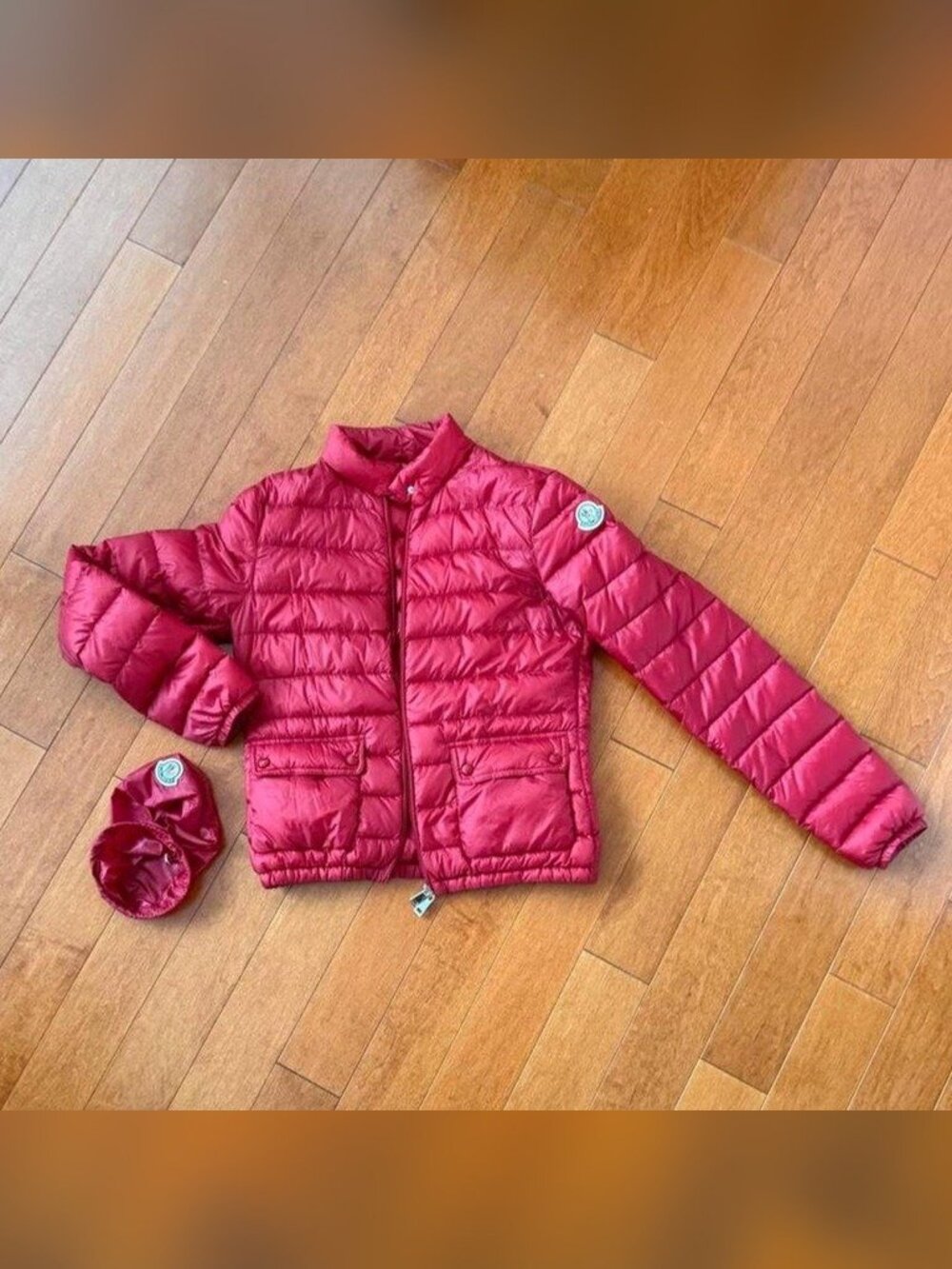 Moncler Lans Down Jacket, Red, Size 0 (XS)
